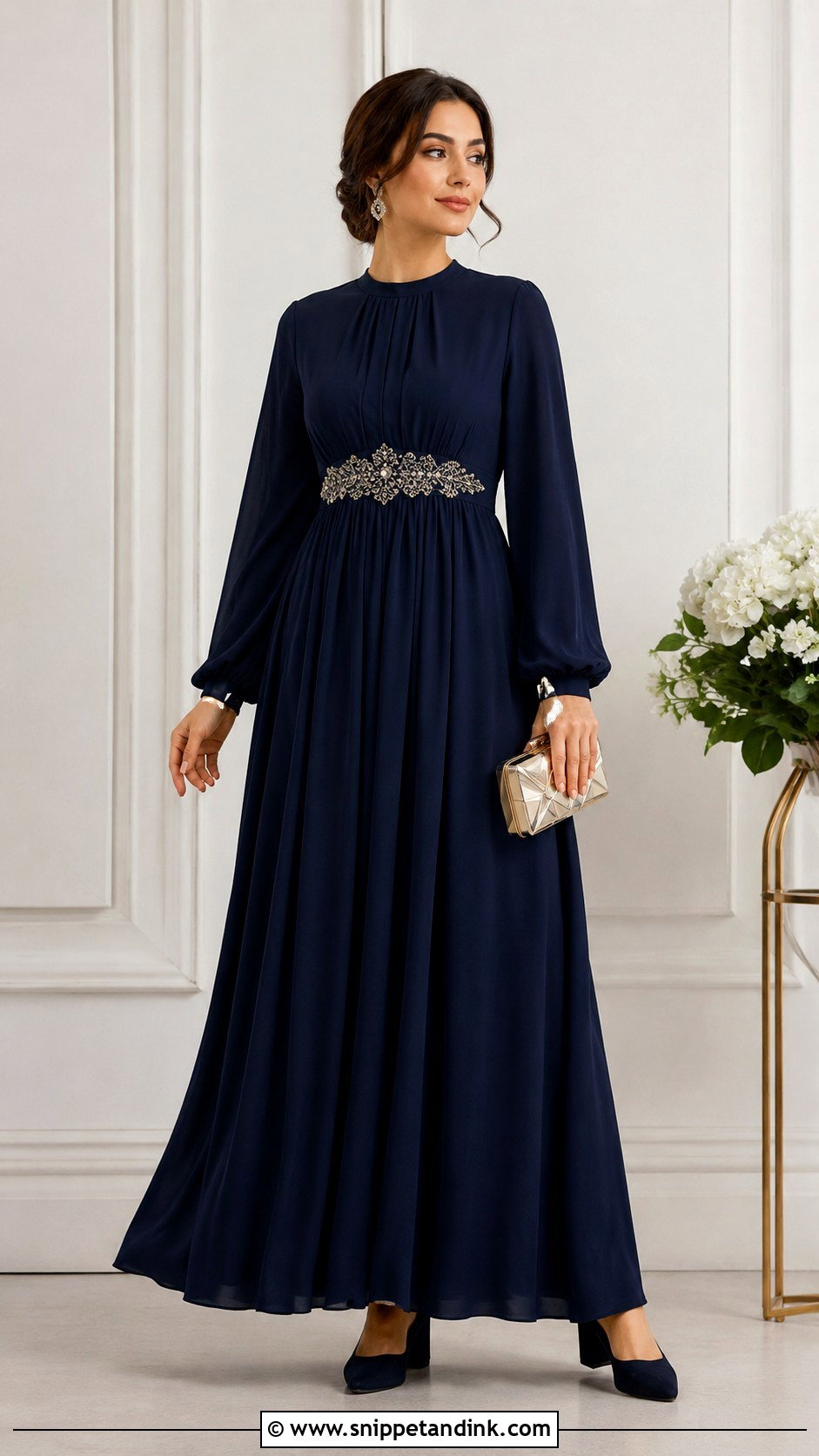 Modest Long Sleeve Empire Gown - Snippet and Ink - 20 Empire Gown Ideas