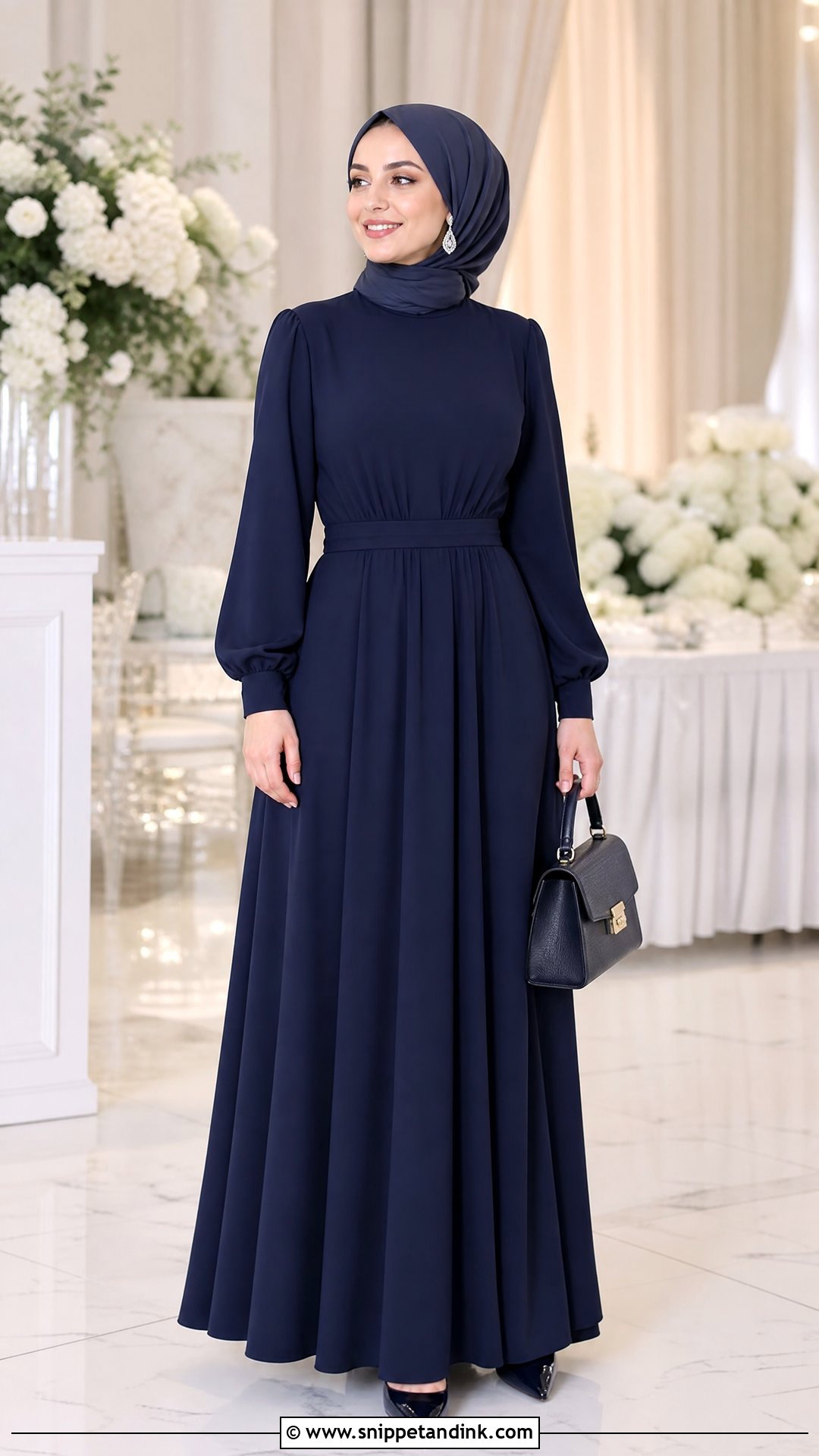 Modest Long Sleeve Flair Gown Outfit - Snippet and Ink - 20 Flair Gown Ideas