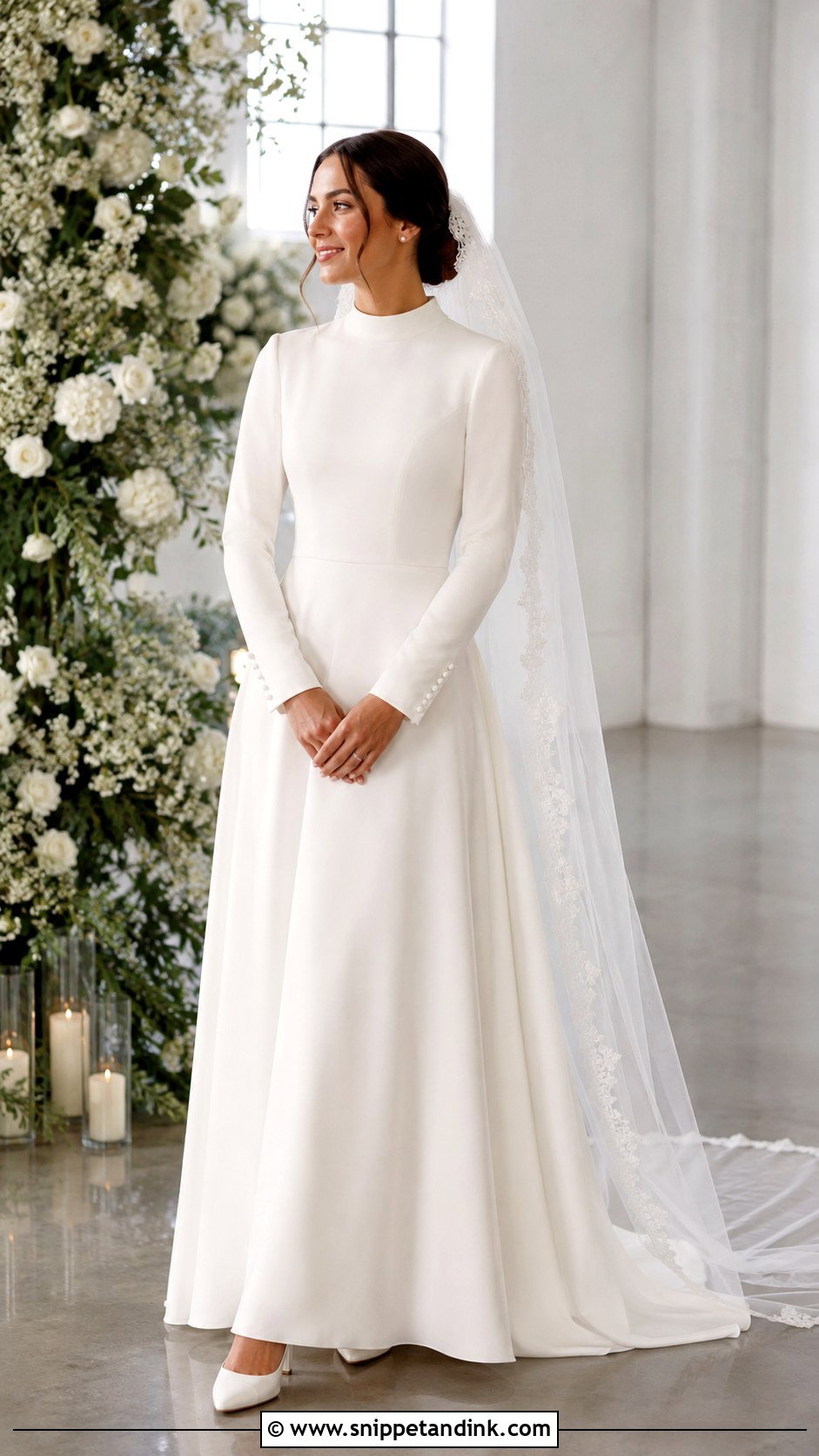 Modest Long Sleeve High Neck Wedding Gown - Snippet and Ink - 20 High Neck Wedding Gown Ideas