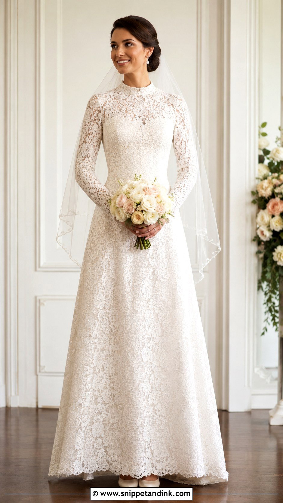 Modest Long Sleeve Lace Wedding Dress - Snippet and Ink - 25 Modest Bride Dress Ideas