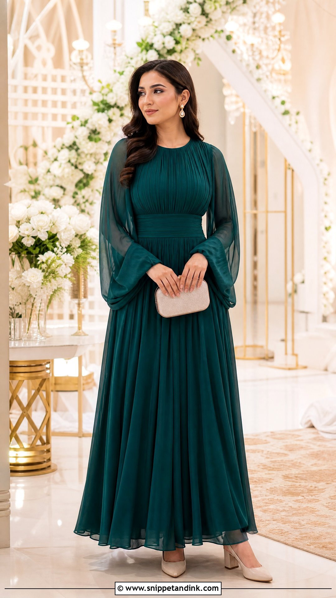 Modest Long Sleeve Maxi Summer Wedding Attire - Snippet and Ink - 25 Summer Wedding Attire Ideas