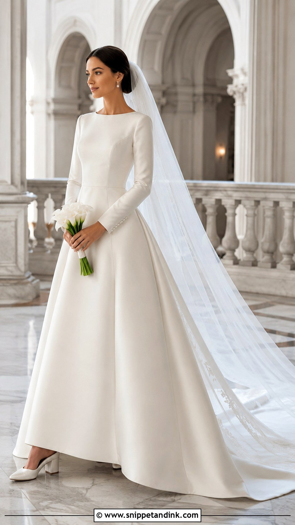Modest Long Sleeve Mikado Wedding Dress - Snippet and Ink - 20 Romantic Wedding Dress with Sleeves