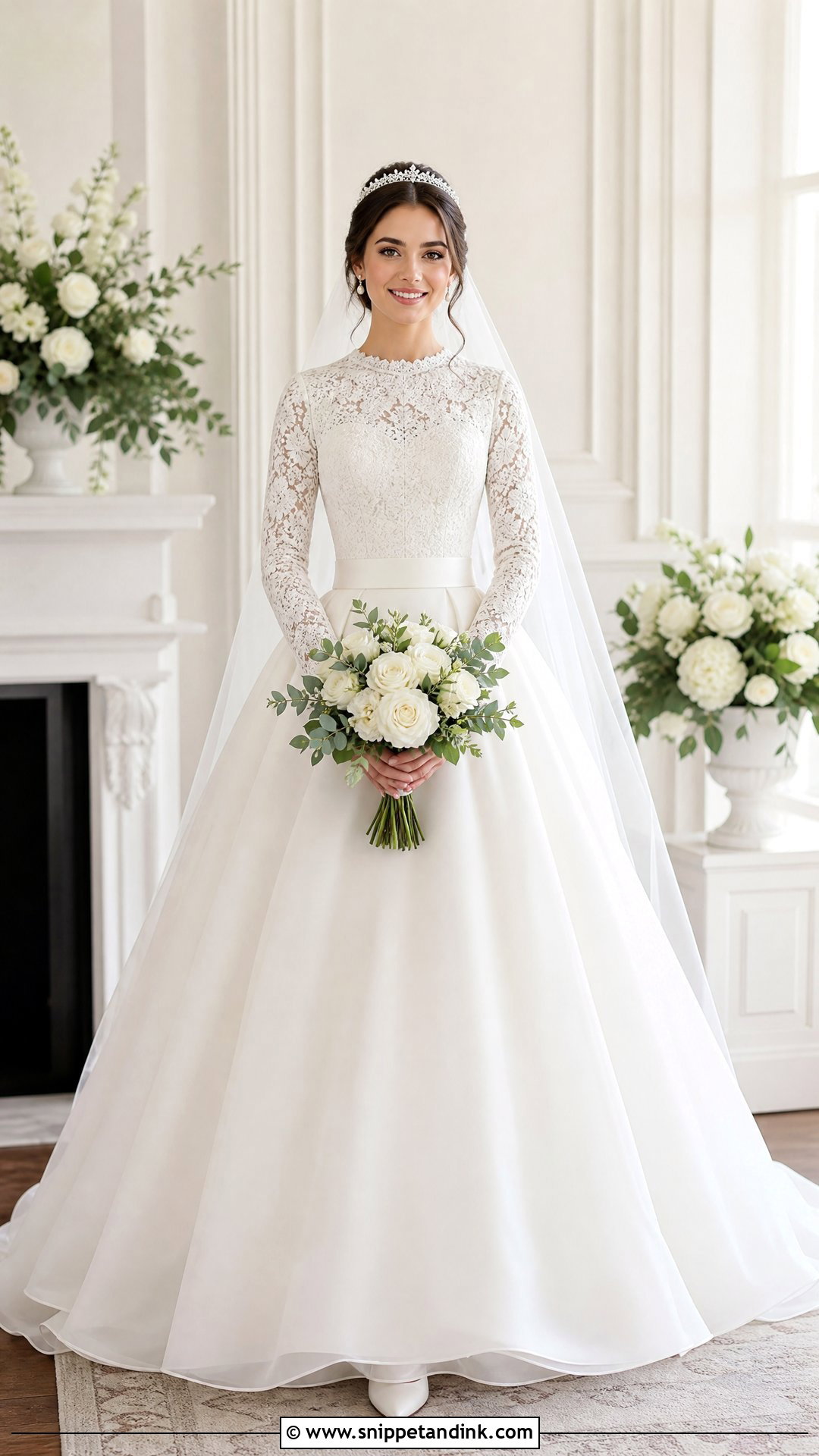 Modest Long Sleeve Princess Wedding Dress - Snippet and Ink - 20 Royal Princess Wedding Dresses