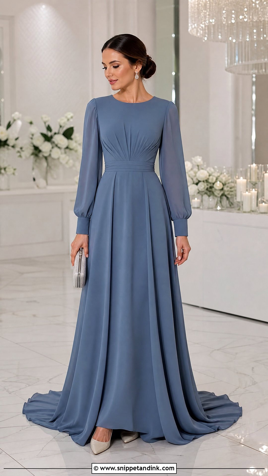 Modest Long Sleeve Tail Gown - Snippet and Ink - 20 Tail Dresses Gowns