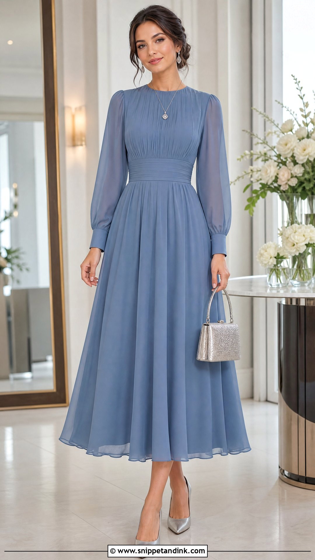 Modest Long Sleeve Tea Length Gown - Snippet and Ink - 20 Tea Length Gown Ideas