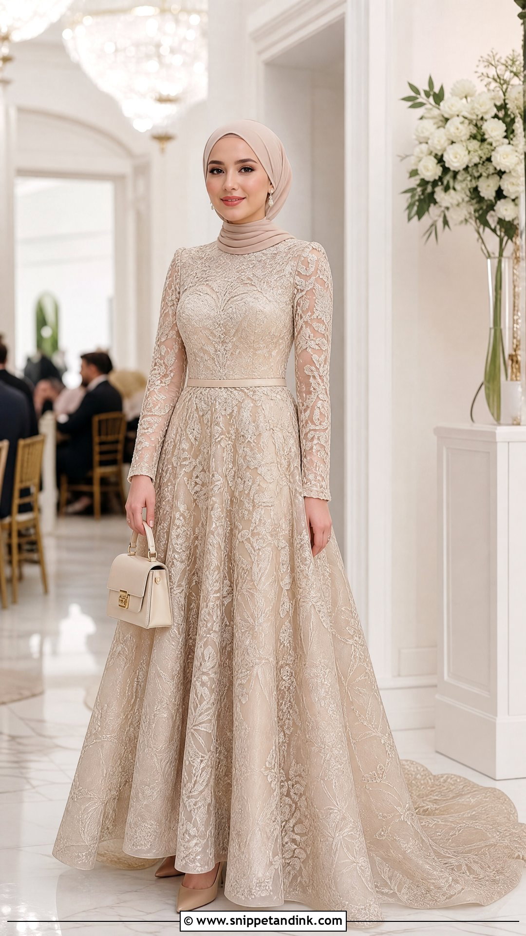 Modest Long Sleeve Trail Gown - Snippet and Ink - 20 Trail Gown Ideas