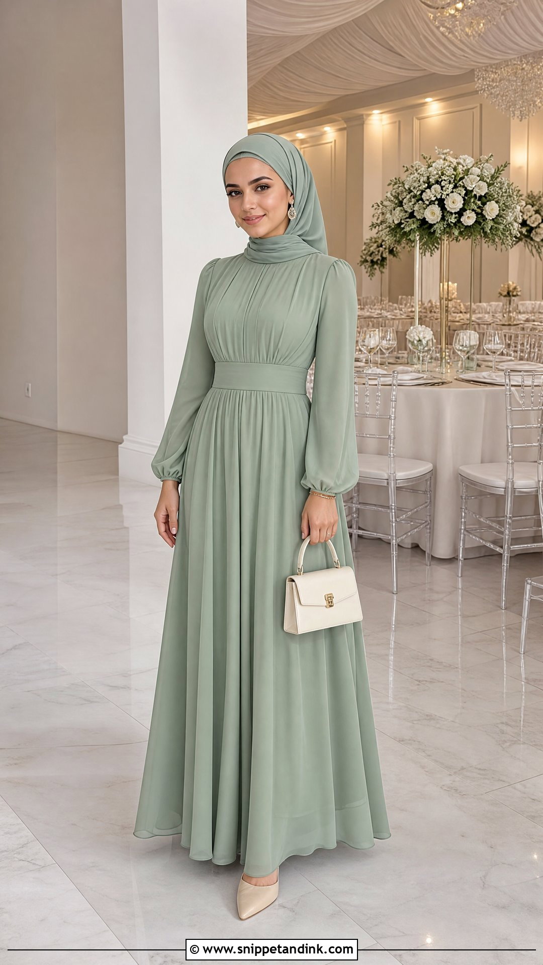 Modest Long Sleeve Wedding Guest Outfit - Snippet and Ink - 20 Wedding Ready Ideas