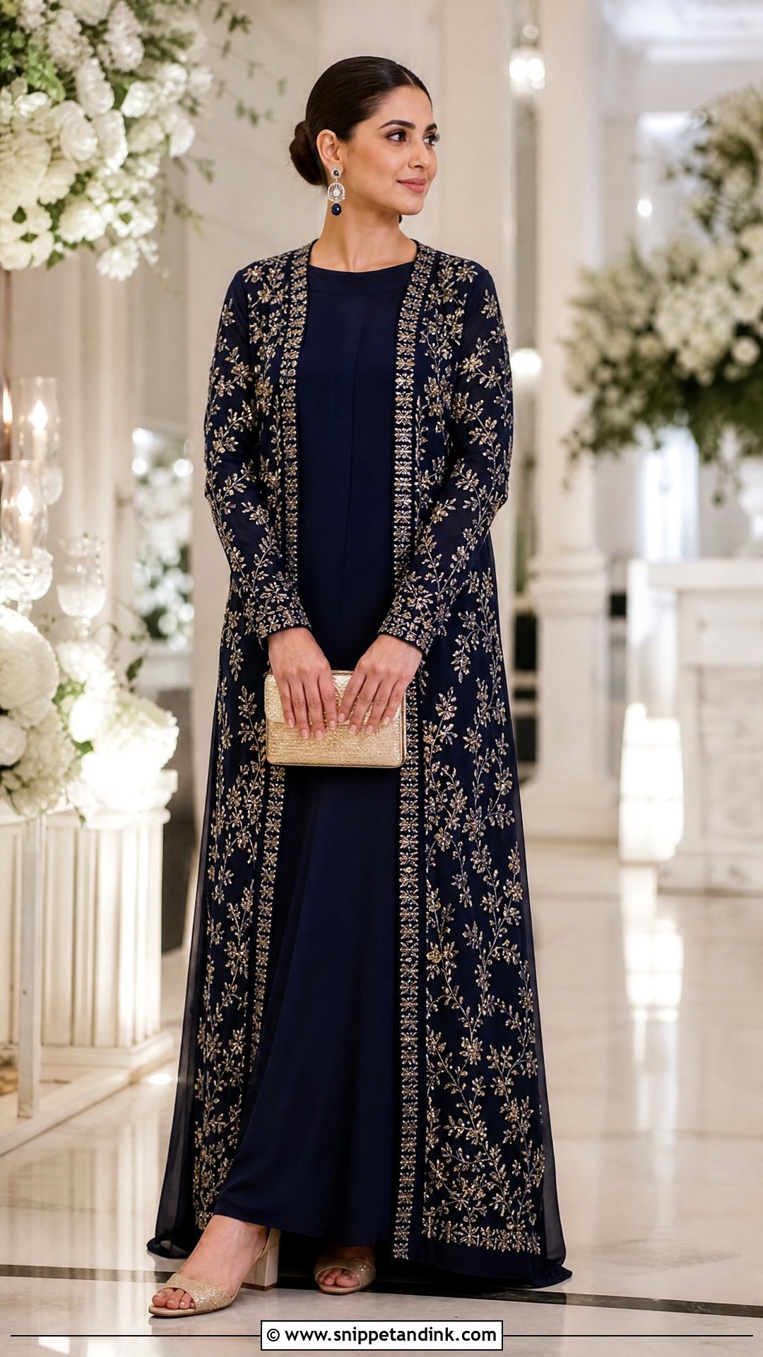 Modest Maxi Dress With Long Shrug - Snippet and Ink - 20 Shrug Dresses Indian Wedding