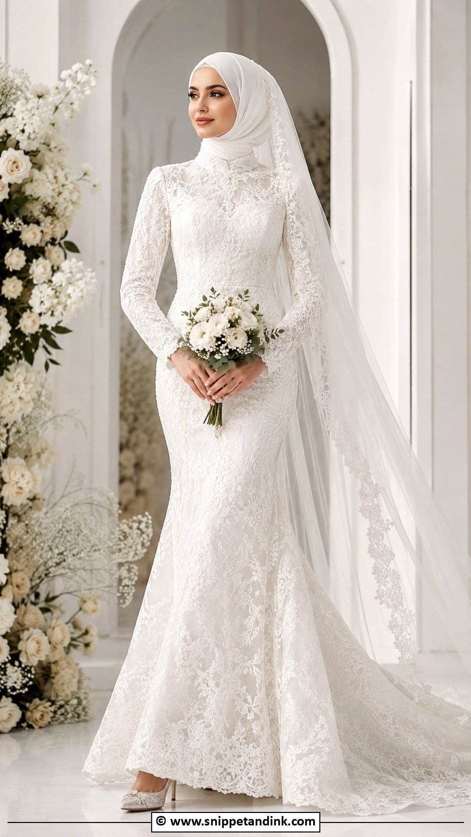 Modest Mermaid Arabic Muslim Wedding Dress - Snippet and Ink - 25 Arabic Muslim Wedding Dress Ideas