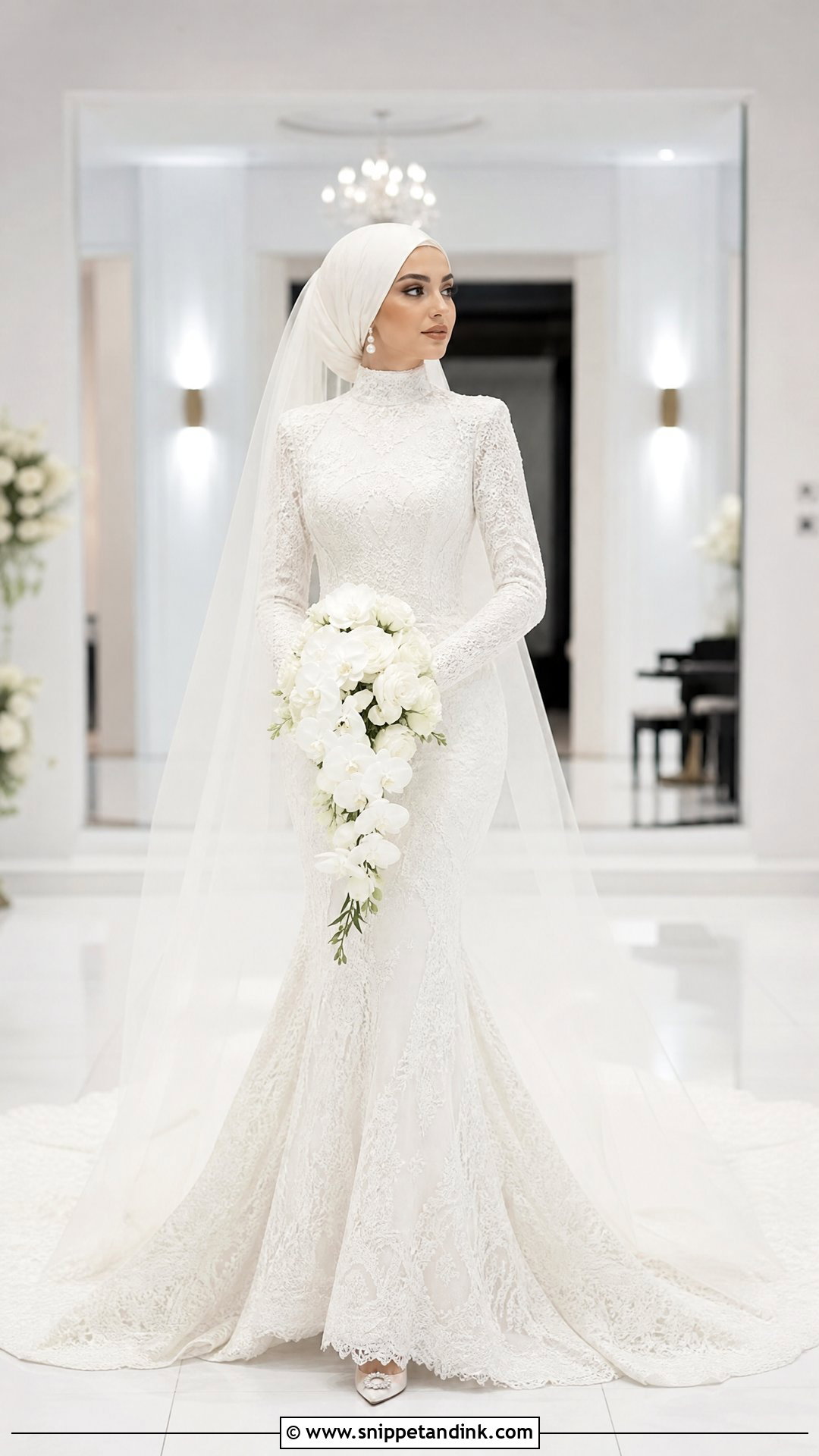 Modest Mermaid Hijab Wedding Dress - Snippet and Ink - 20 Wedding Dresses for Hijabi Girl