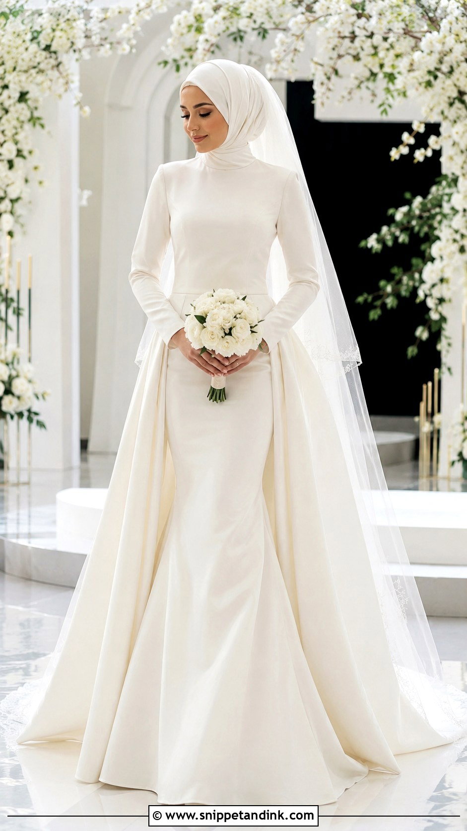 Modest Mermaid Hijabi Bride Dress - Snippet and Ink - 20 Hijabi Bride Dress Ideas