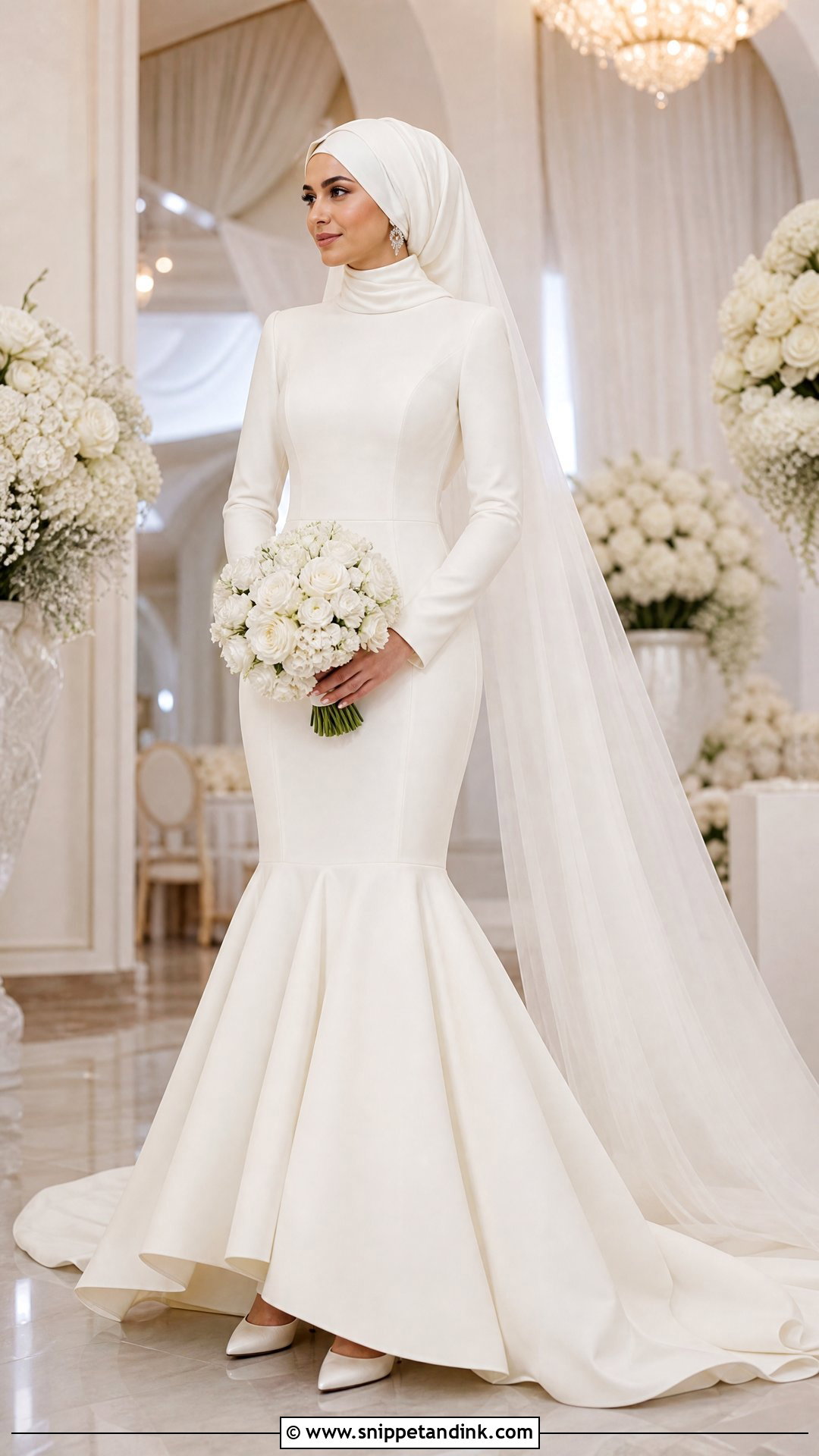 Modest Mermaid Hijabi Wedding Dress - Snippet and Ink - 25 Simple Hijabi Wedding Dress Ideas