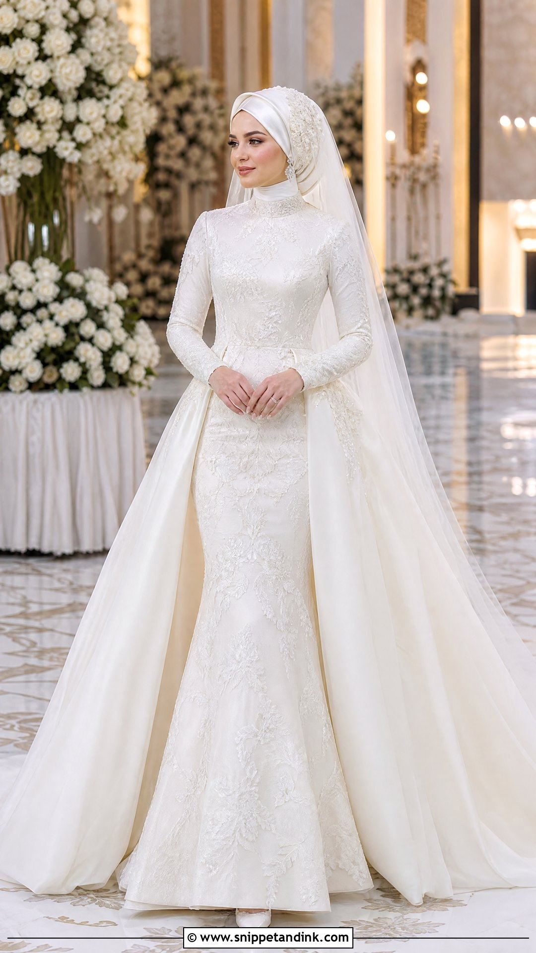 Modest Mermaid Hijabi Wedding Gown - Snippet and Ink - 20 Hijabi Wedding Dress Gowns