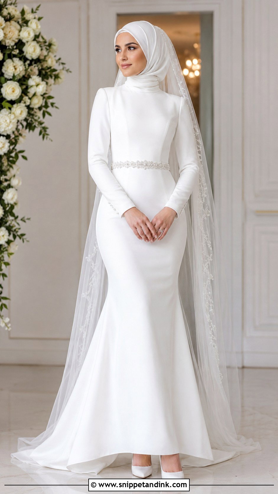 Modest Mermaid Islamic Wedding Dress With Hijab - Snippet and Ink - 25 Islamic Wedding Dress Hijab Bride Ideas