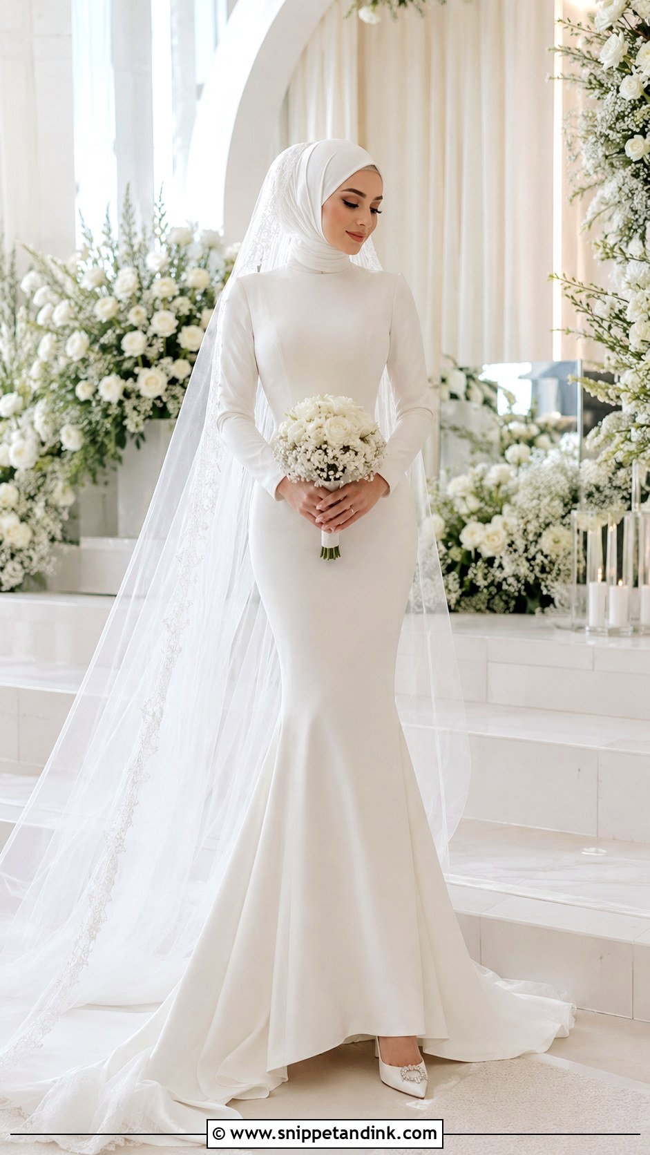 Modest Mermaid Islamic Wedding Dress - Snippet and Ink - 25 Islamic Wedding Dresses
