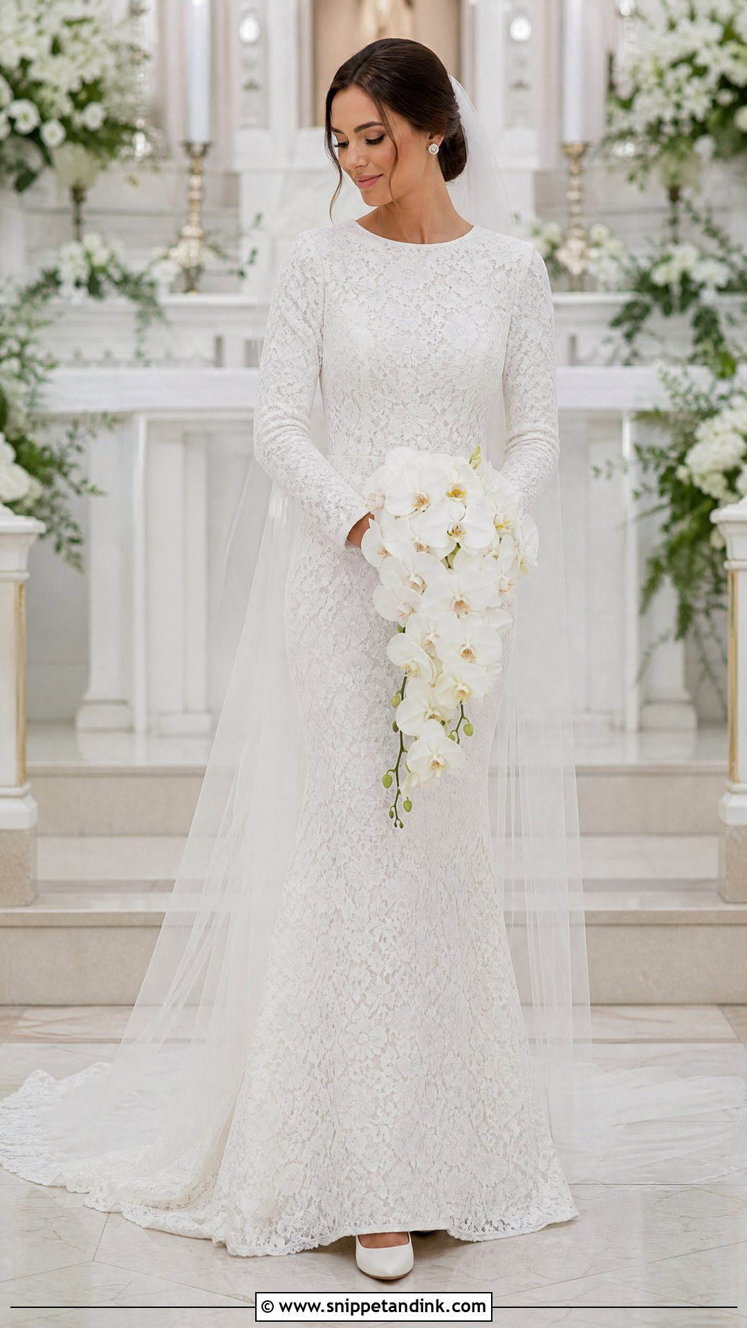 Modest Mermaid Lace Wedding Gown - Snippet and Ink - 20 White Wedding Gown Christian Brides Ideas
