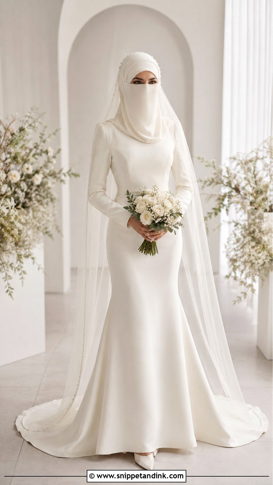 Modest Mermaid Niqab Bride Dress - Snippet and Ink - 30 Niqab Bride Ideas