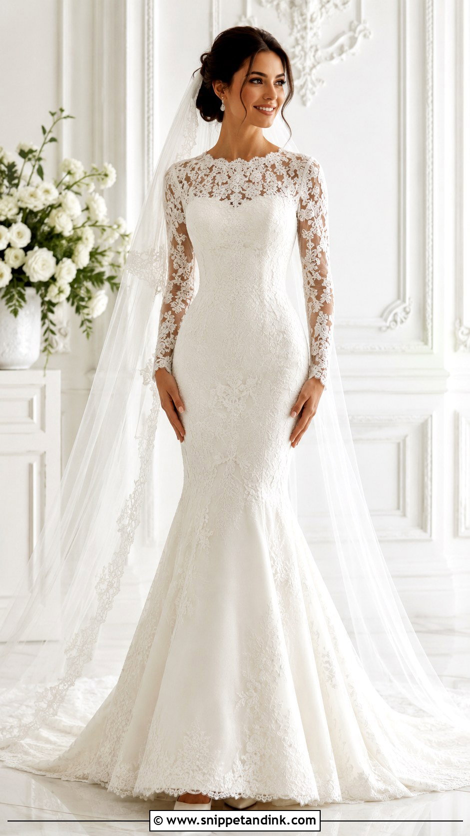 Modest Mermaid Wedding Dress With Sleeves - Snippet and Ink - 30 Mermaid Wedding Dress with Sleeves
