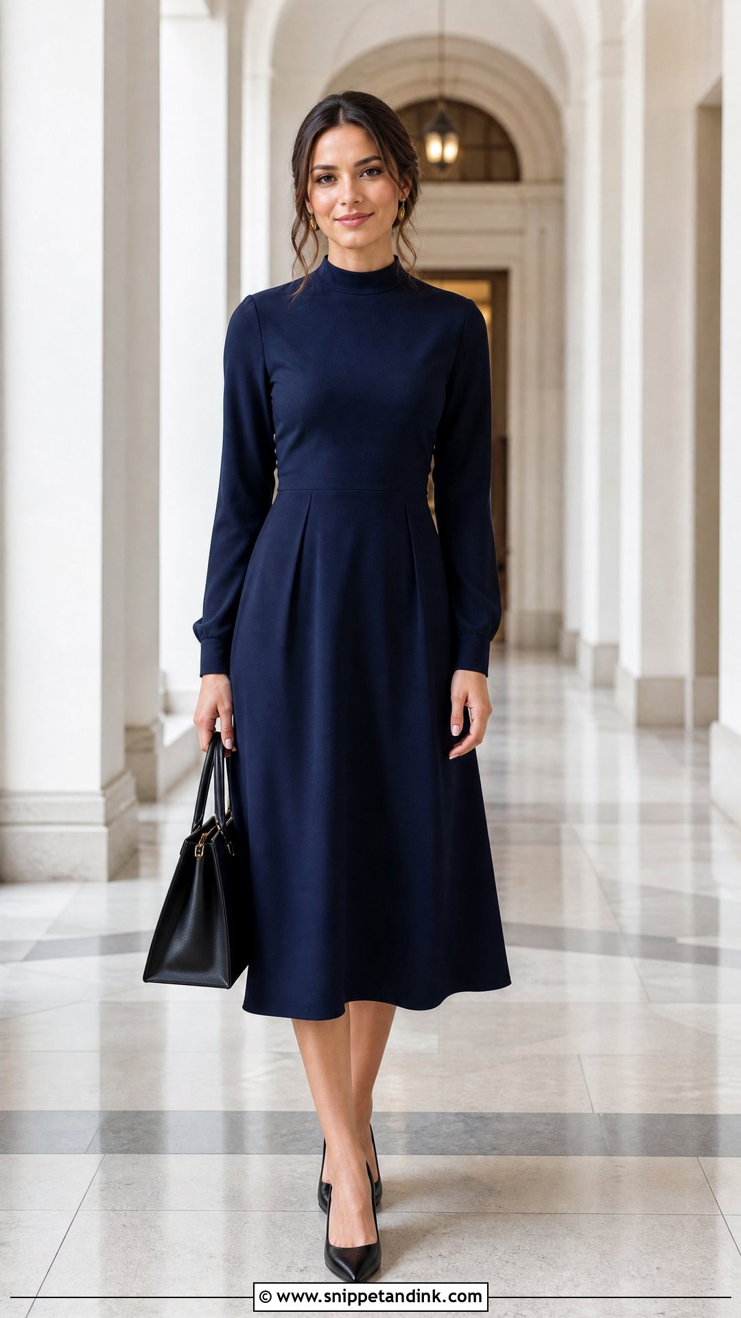Modest Midi Dress For White Coat Ceremony - Snippet and Ink - 25 White Coat Ceremony Dress Ideas