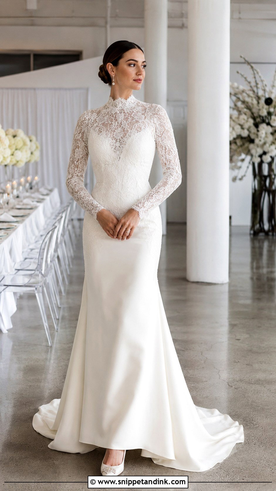 Modest Mock Neck Bridal Gown - Snippet and Ink - 30 Modest Bridal Gowns