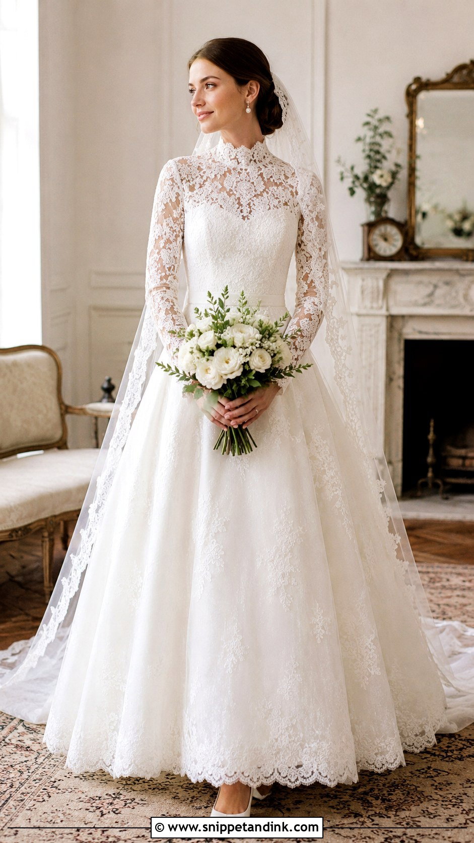 Modest Mock Neck Wedding Gown - Snippet and Ink - 25 Modest Wedding Gowns
