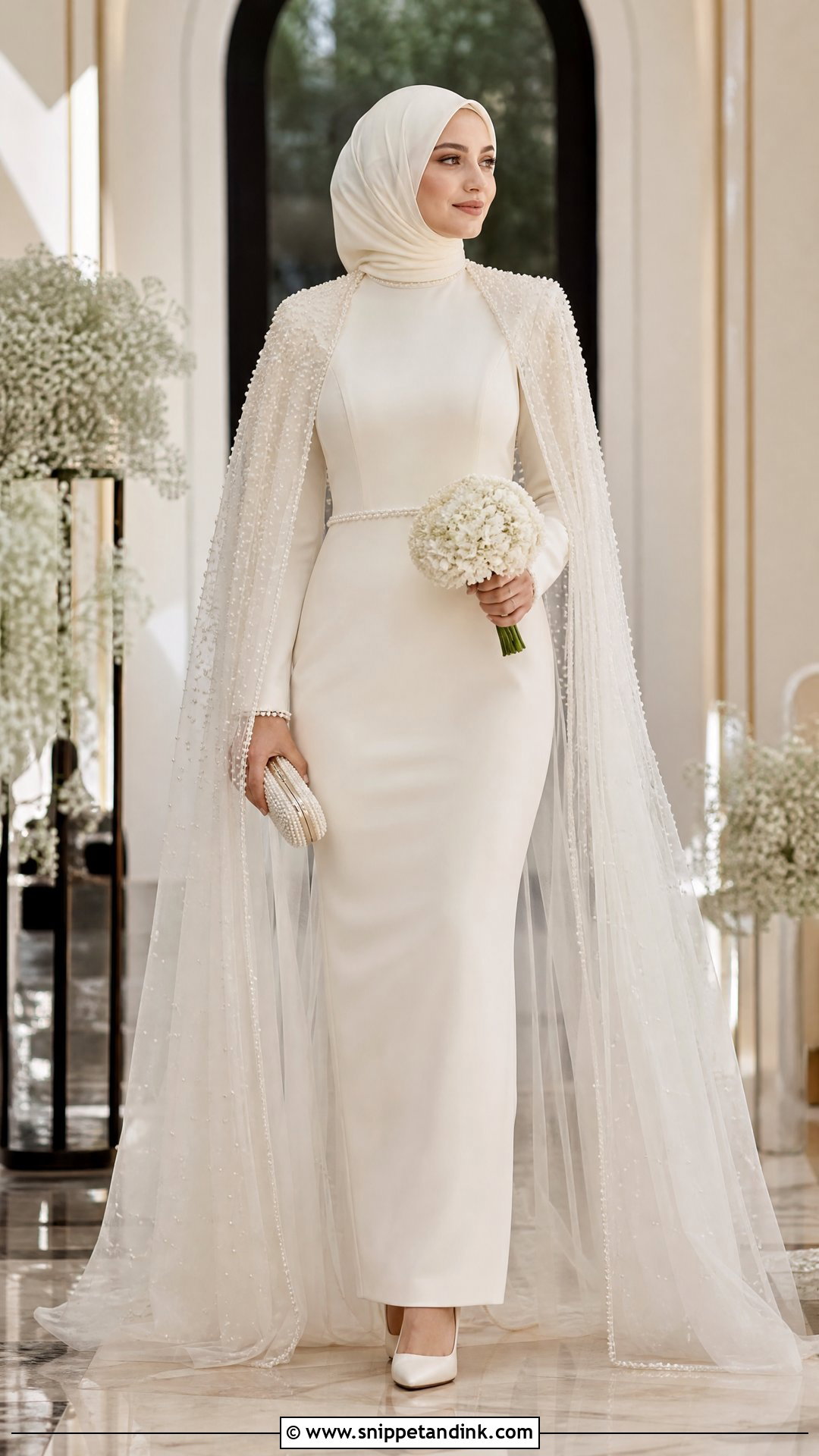 Modest Muslim Wedding Dress With Cape Hijab - Snippet and Ink - 25 Muslim Wedding Dress Hijab Bride Ideas