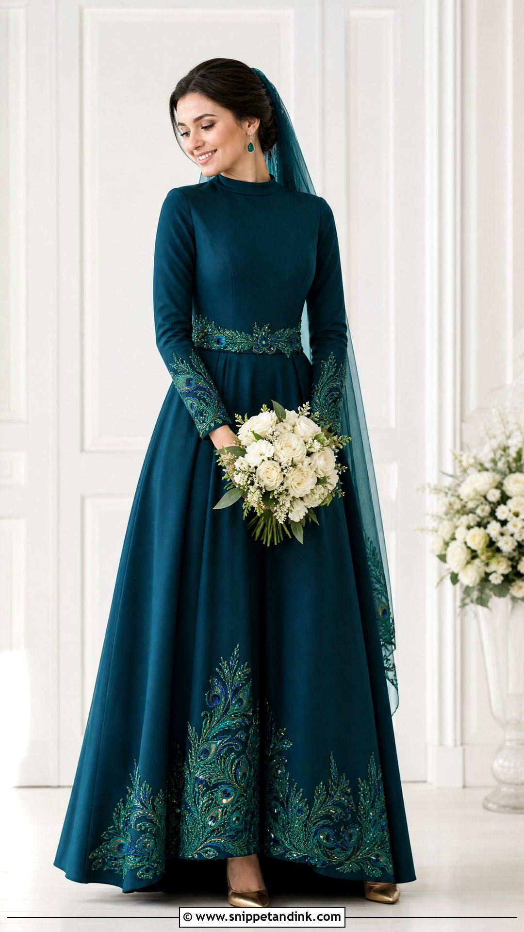 Modest Peacock Wedding Dress - Snippet and Ink - 20 Peacock Wedding Dresses