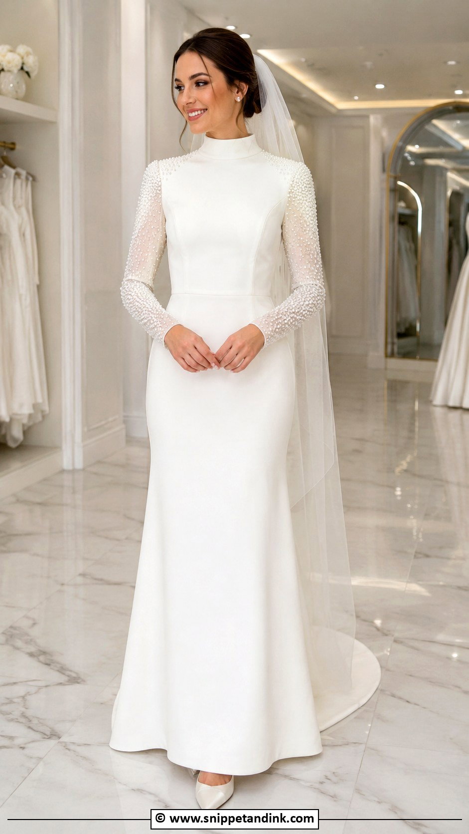 Modest Pearl Wedding Dress - Snippet and Ink - 30 Modest Wedding Dress Ideas