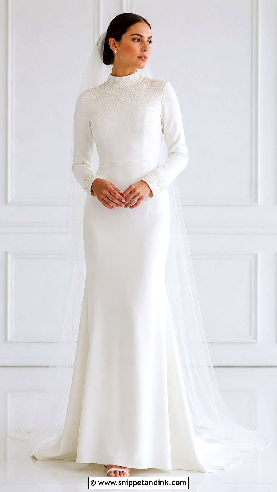 Modest Pearl Wedding Dress - Snippet and Ink - 25 Modest Bridal Ideas