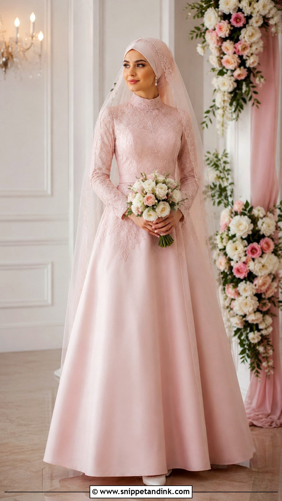 Modest Pink Bridal Gown - Snippet and Ink - 20 Pink Bridal Ideas