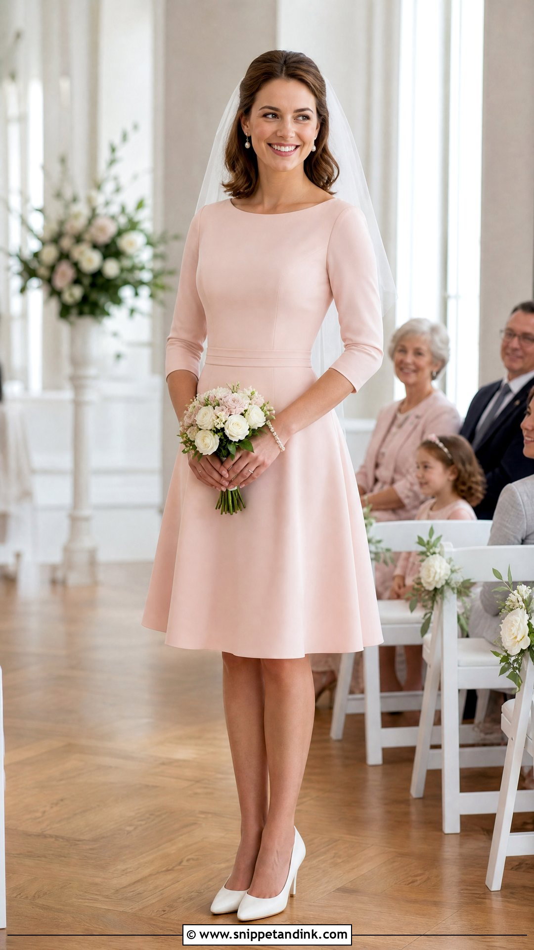 Modest Pink Knee Length Wedding Dress - Snippet and Ink - 20 Short Pink Wedding Dress Ideas