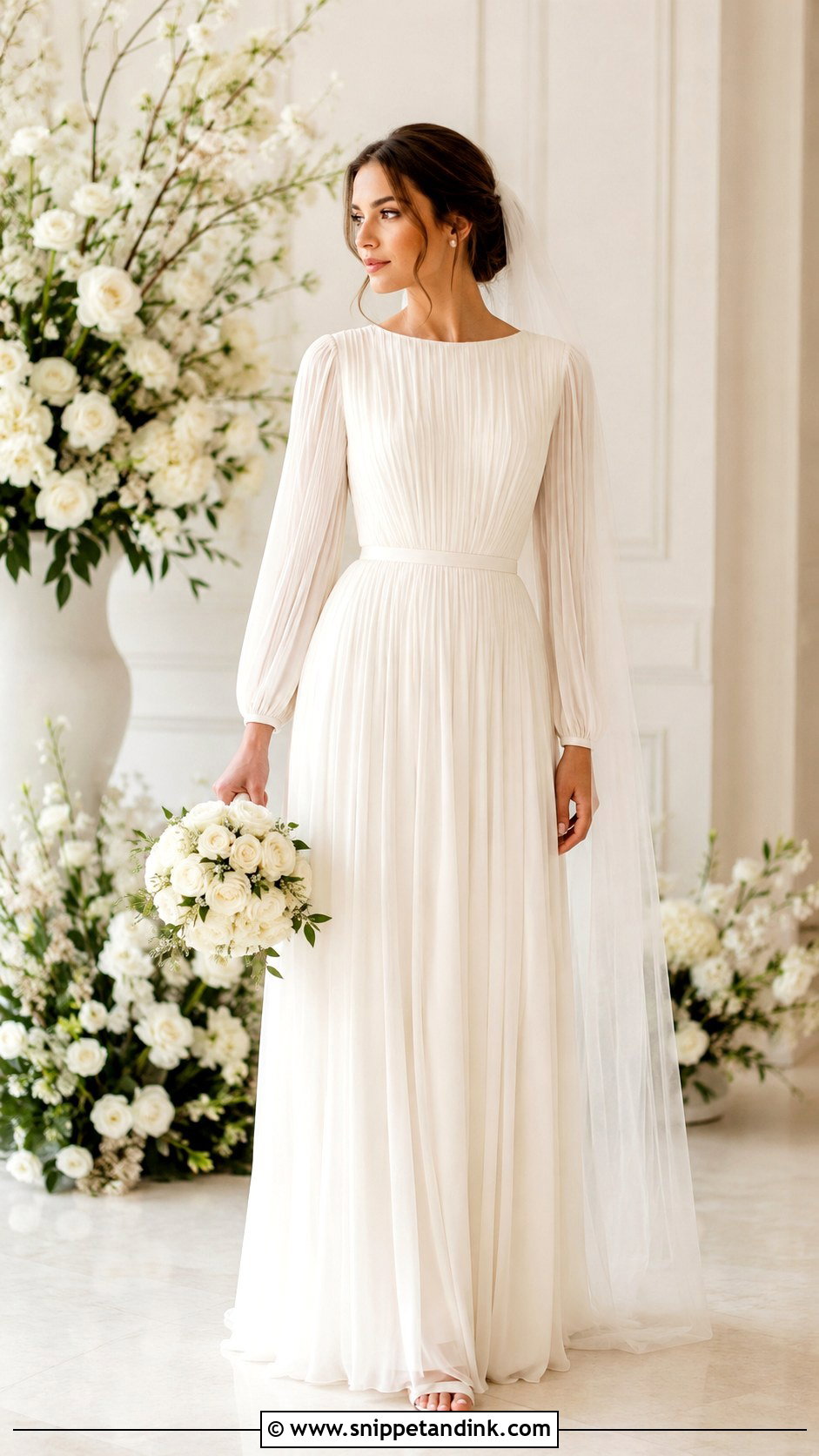 Modest Pleated Bridal Gown - Snippet and Ink - 30 Modest Bridal Gowns