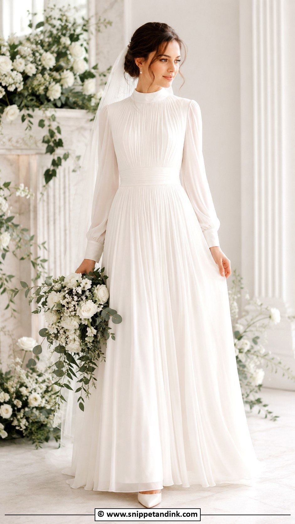 Modest Pleated Wedding Dress - Snippet and Ink - 35 Modest Wedding Dresses