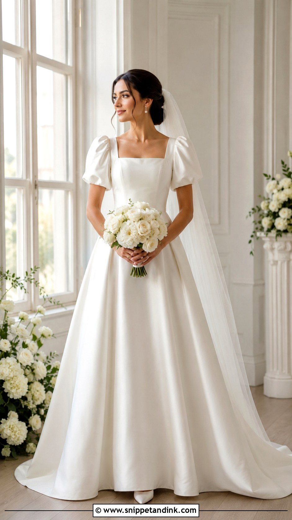 Modest Puff Sleeve Bridal Gown - Snippet and Ink - 30 Modest Bridal Gowns