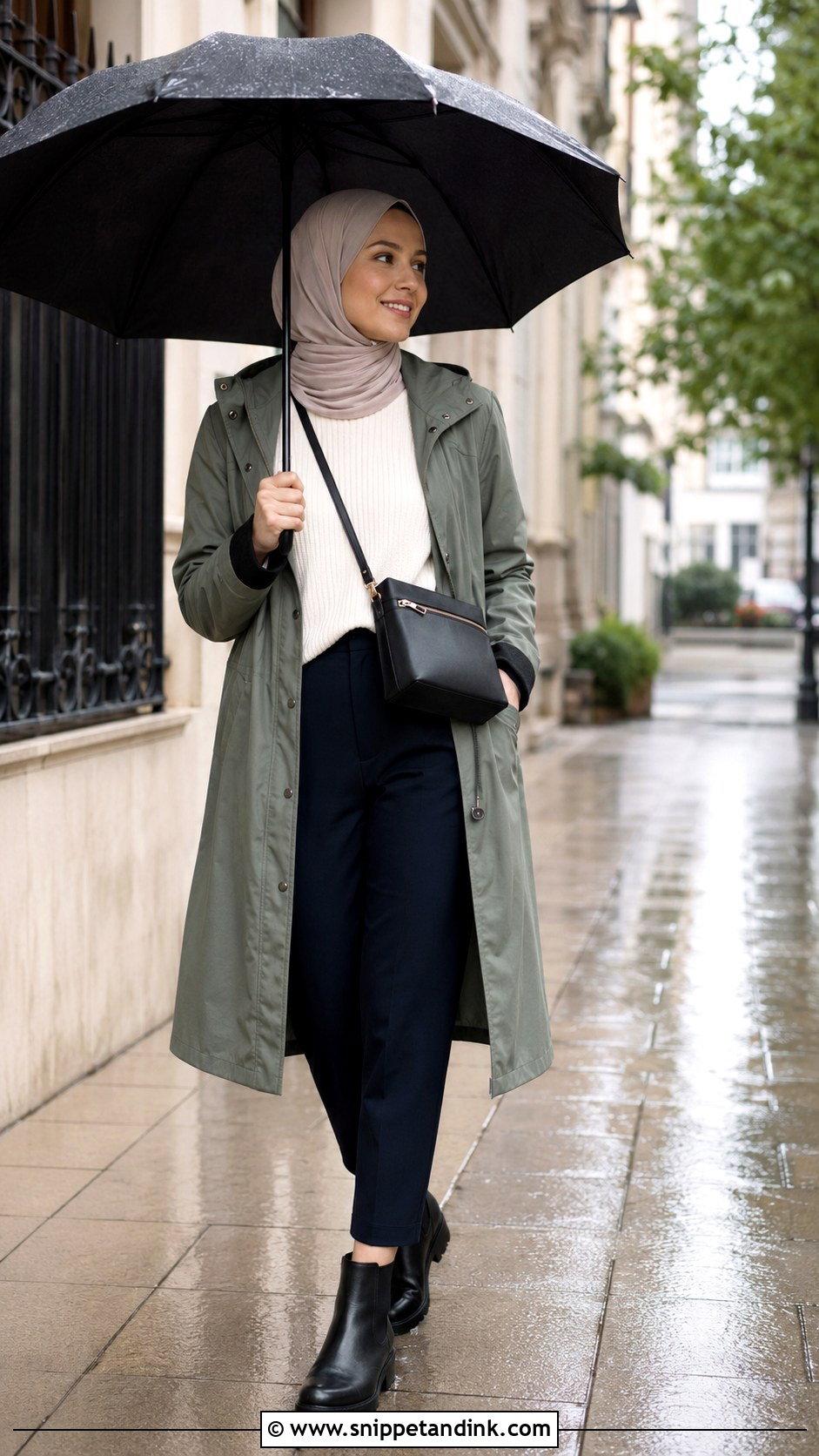 Modest Rainy Day Honeymoon Outfit - Snippet and Ink - 20 Modest Honeymoon Outfits