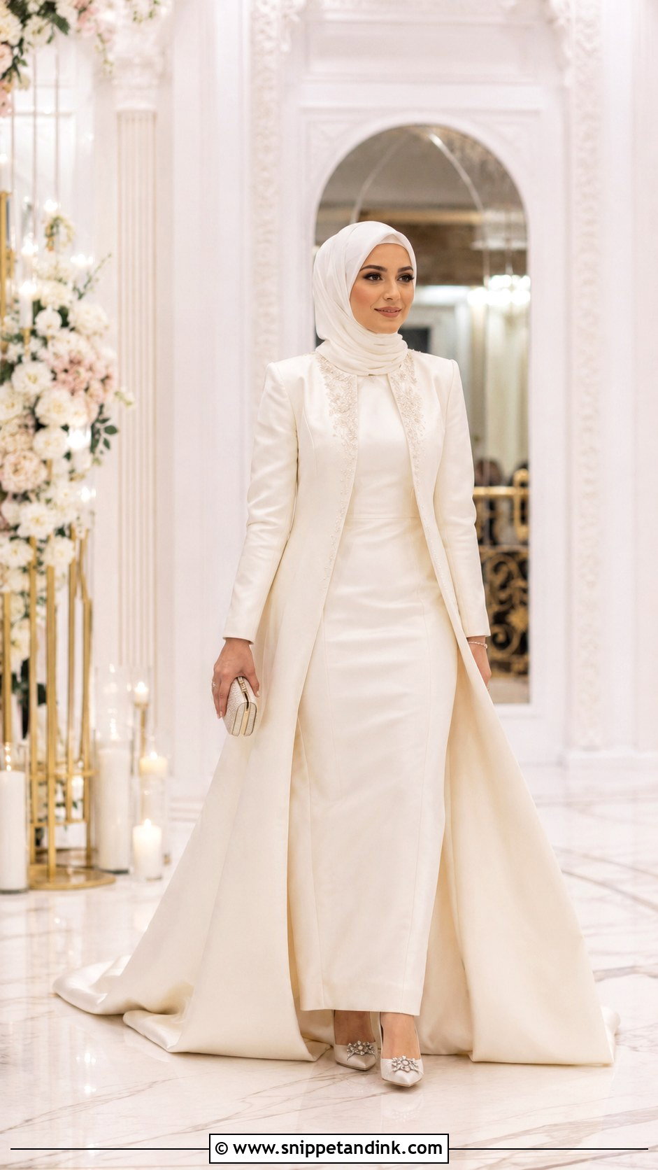 Modest Reception Abaya With Train - Snippet and Ink - 25 Abaya Wedding Dress Ideas