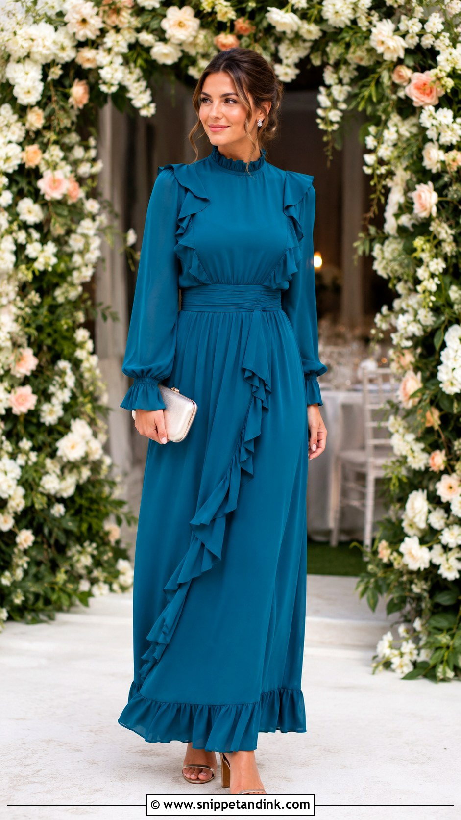 Modest Ruffle Maxi Dress for Wedding - Snippet and Ink - 20 Modest Dresses for Wedding