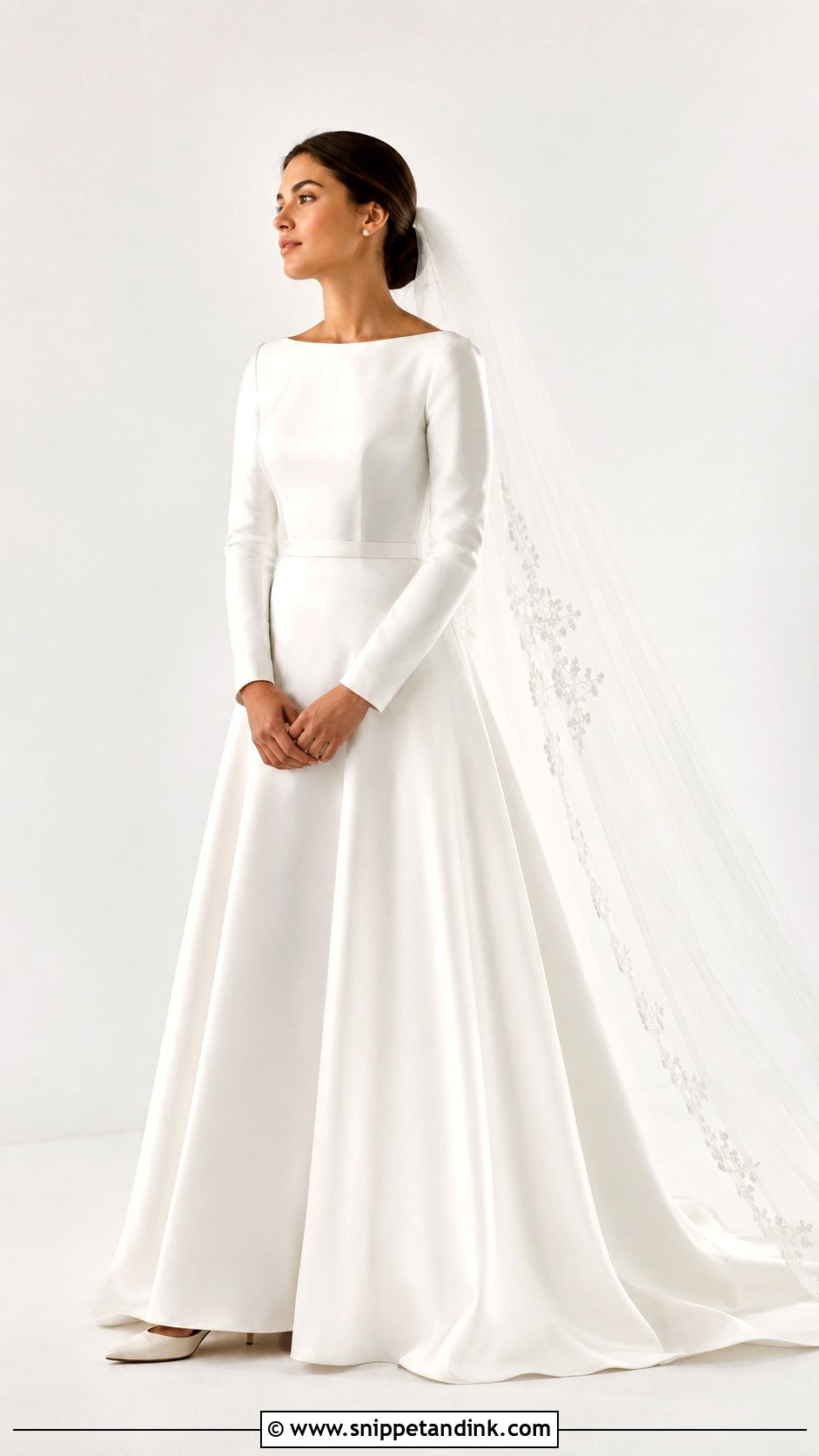 Modest Satin A Line Wedding Dress - Snippet and Ink - 25 Modest Bride Dress Ideas