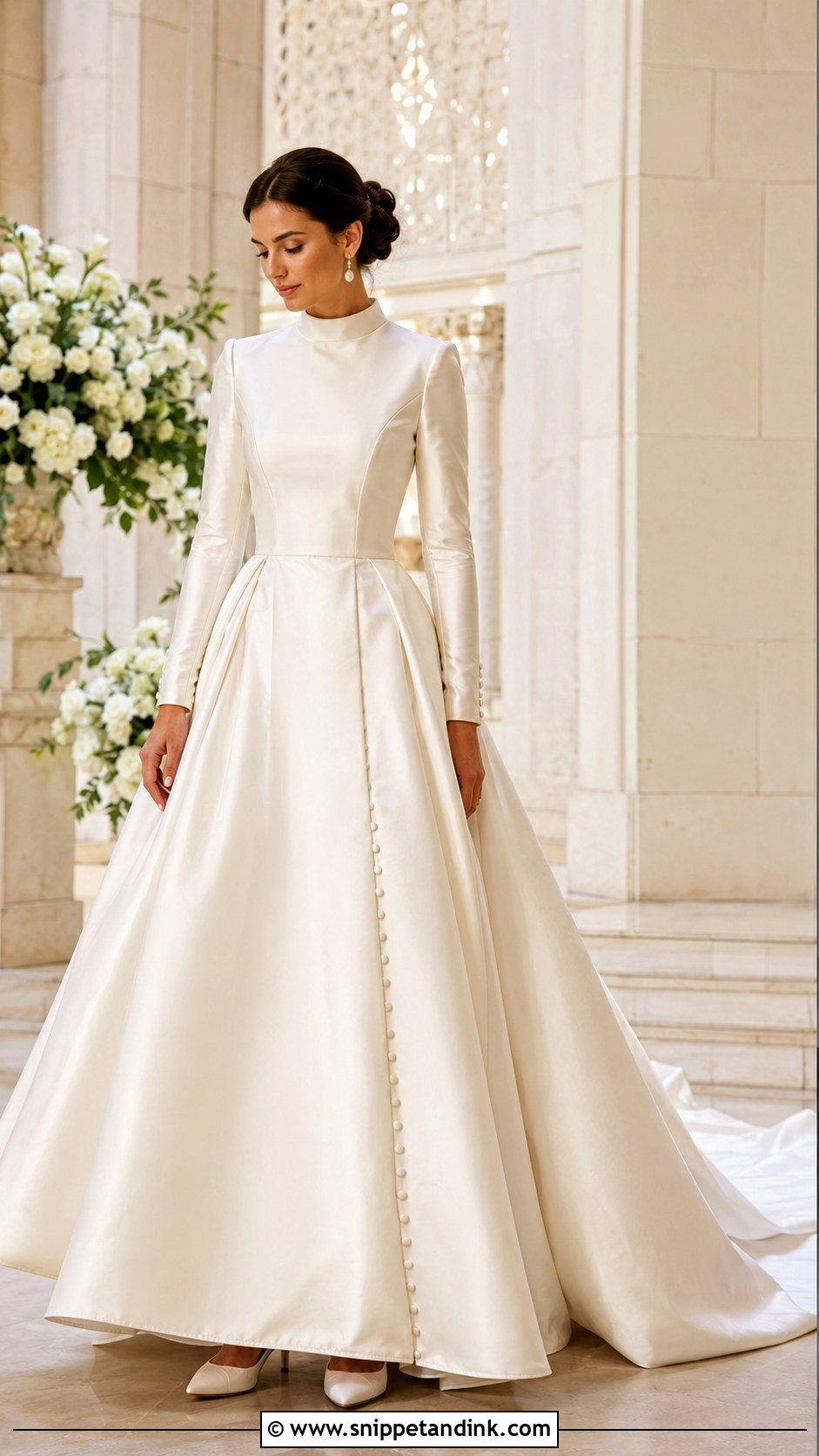 Modest Satin Ball Gown - Snippet and Ink - 25 Modest Bridal Ideas