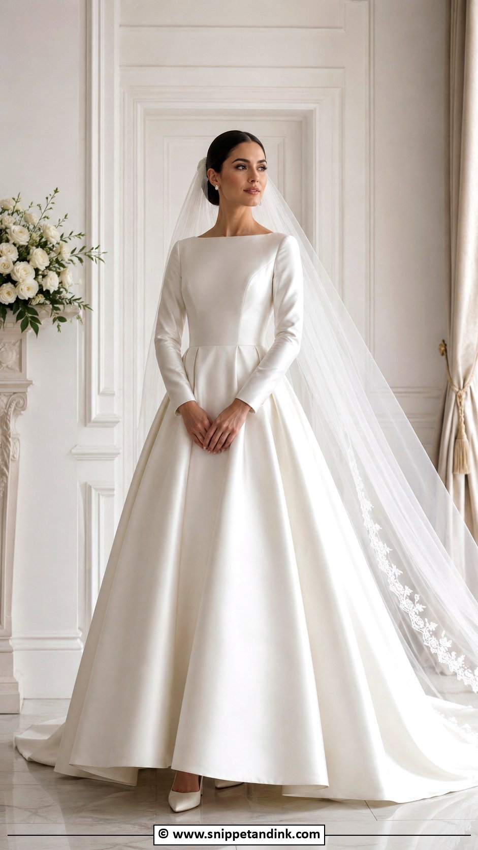 Modest Satin Ball Gown Wedding Dress - Snippet and Ink - 30 Conservative Wedding Dress Ideas