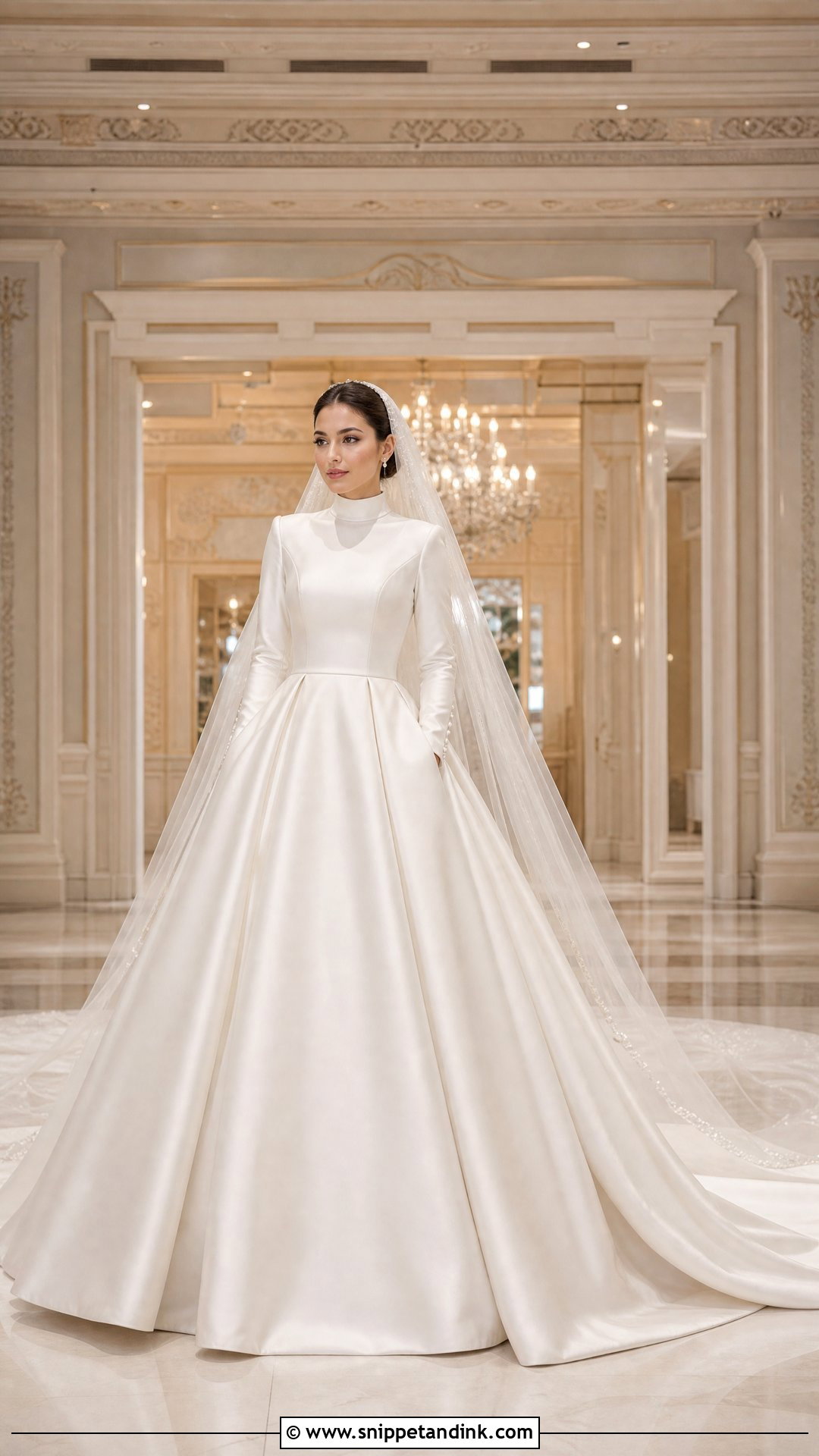 Modest Satin Ball Gown With Turtle Neck - Snippet and Ink - 20 Turtle Neck Wedding Gown Ideas