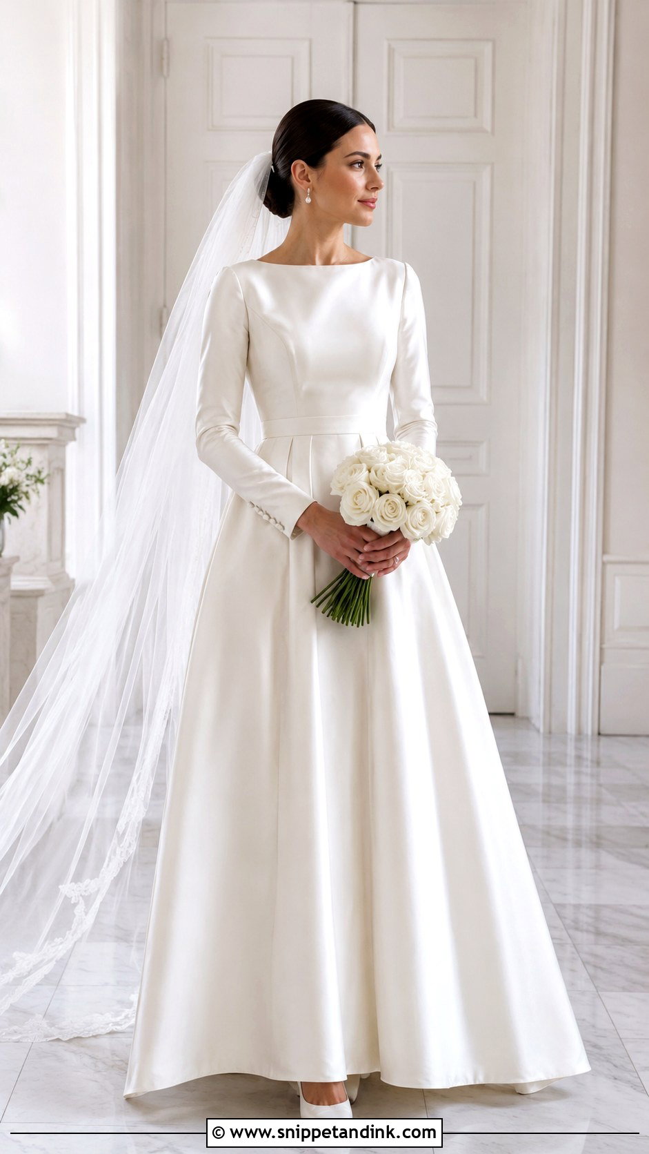 Modest Satin Long Sleeve Wedding Dress - Snippet and Ink - 20 Classic Long Sleeve Wedding Dress Ideas