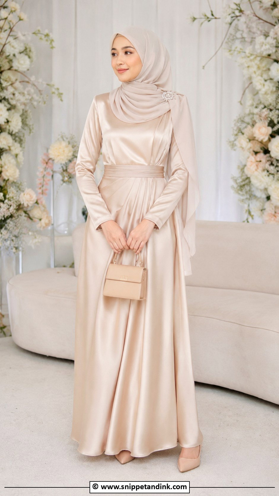 Modest Satin Nikah Dress - Snippet and Ink - 30 Muslim Nikah Dresses