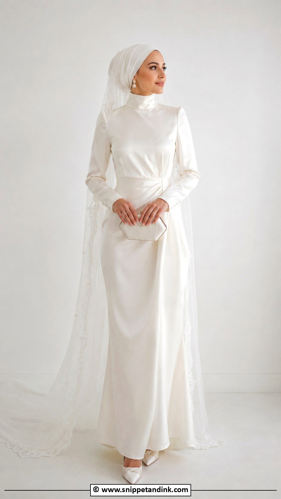 Modest Satin Nikah Gown - Snippet and Ink - 35 Nikah Dress Ideas