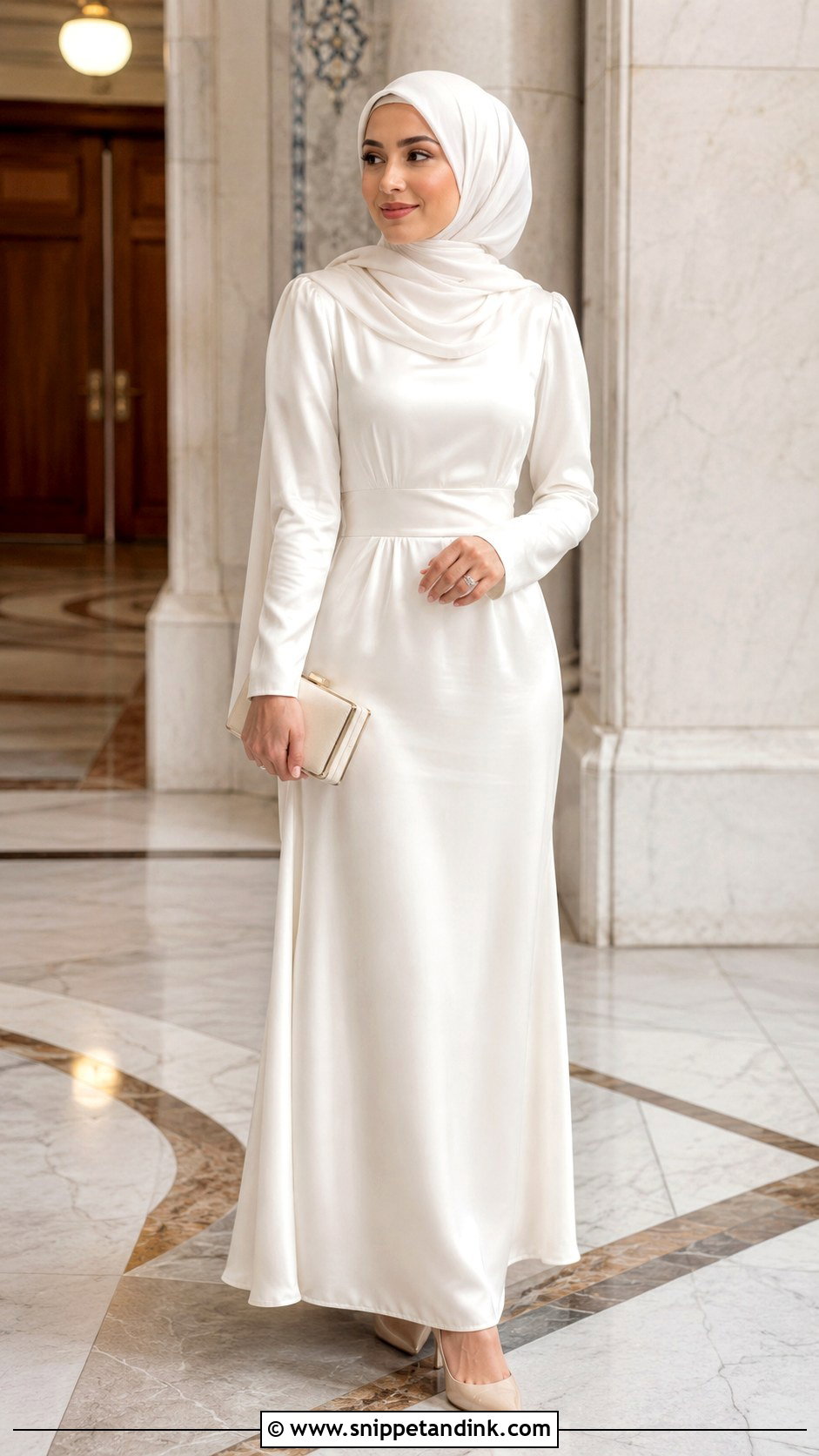 Modest Satin Nikkah Dress - Snippet and Ink - 30 Islamic Nikkah Outfit Ideas
