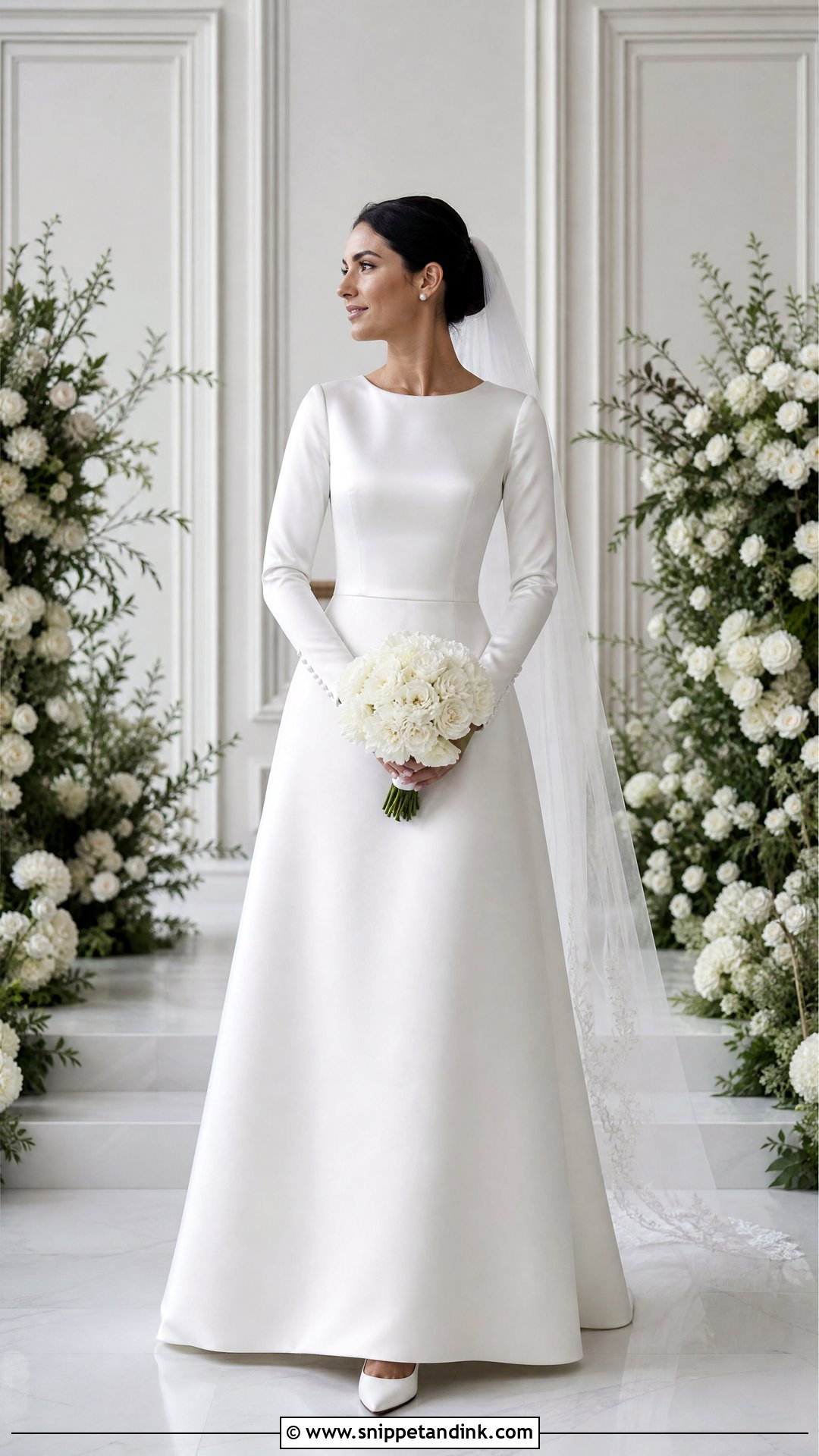 Modest Satin Wedding Dress With Sleeves - Snippet and Ink - 20 Plain Satin Wedding Dress Ideas