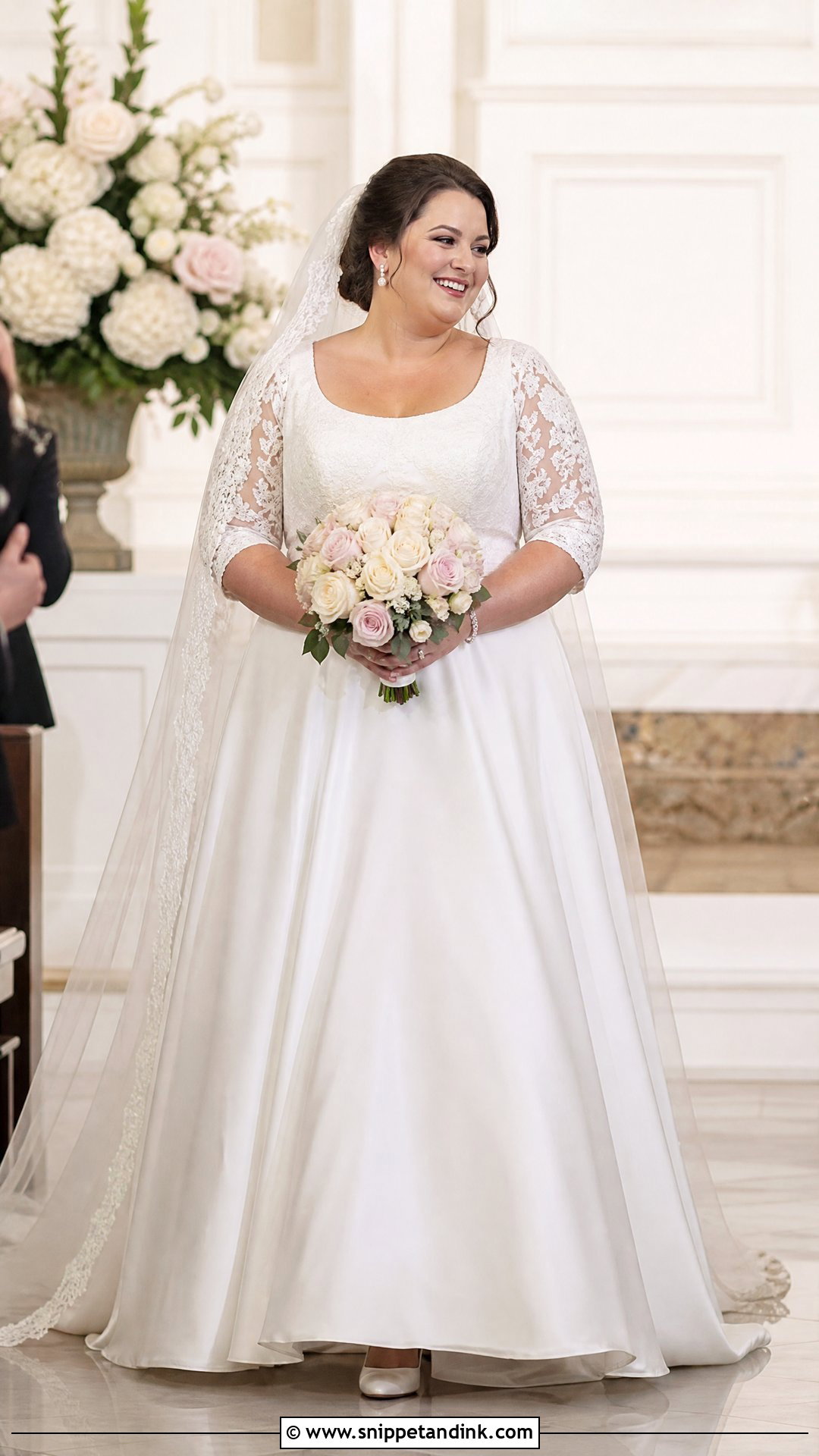 Modest Scoop Neck Plus Size Wedding Gown - Snippet and Ink - 20 Wedding Gowns for Plus Size Brides