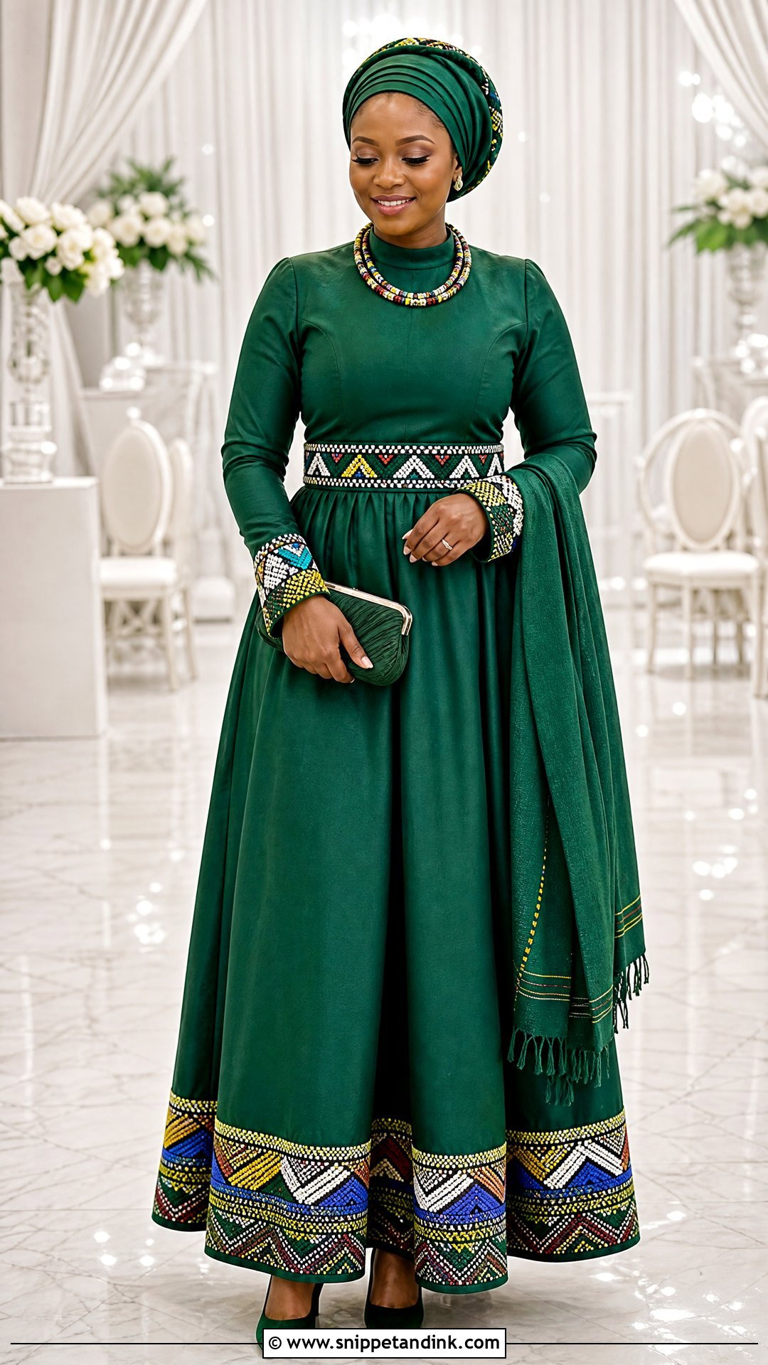 Modest Sepedi Long Sleeve Wedding Dress - Snippet and Ink - 25 Sepedi Traditional Wedding Dresses