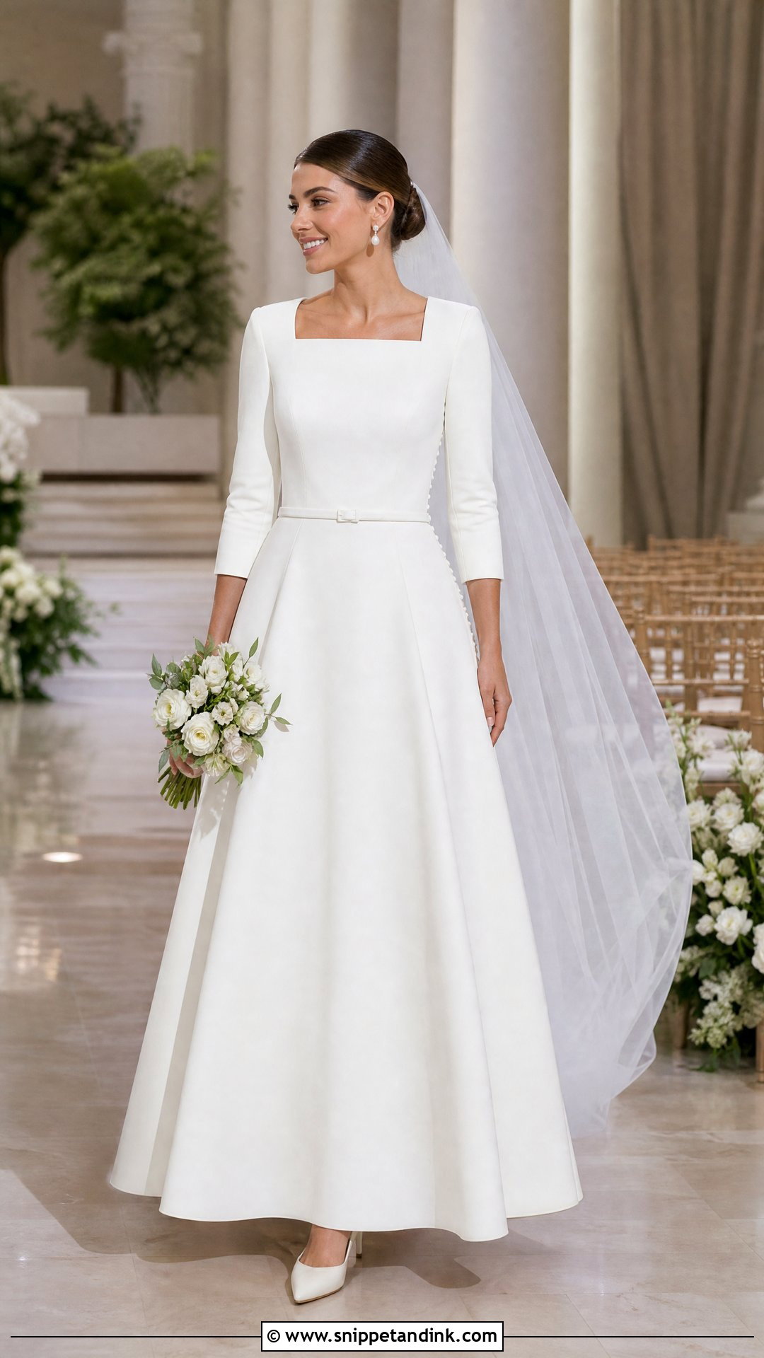 Modest Square Neck A Line Wedding Dress - Snippet and Ink - 20 Square Neck Wedding Dress Aline Ideas