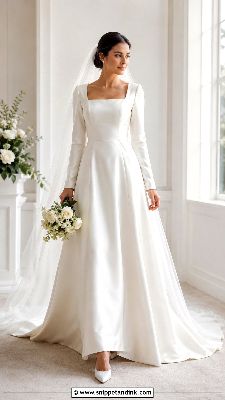 Modest Square Neck Bridal Gown - Snippet and Ink - 30 Modest Bridal Gowns